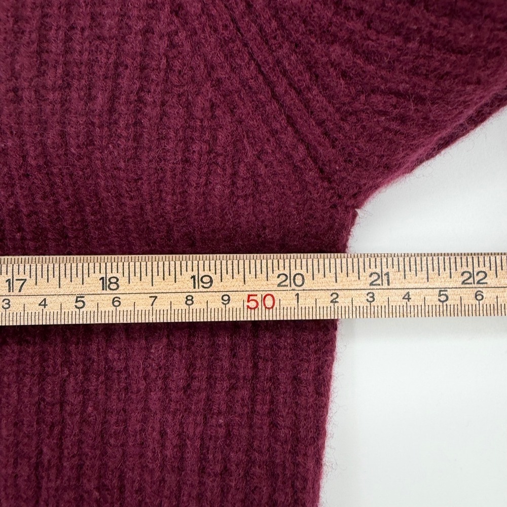 Vince Oversized Wool & Cashmere Cardigan Burgundy Ribbed V-Neck XS - Picture 11 of 14